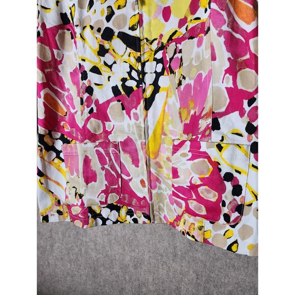 SPORTELLE Red Yellow Multicored 90's Style Full Zip 3/4 Sleeve Jacket SZ L - Picture 5 of 8